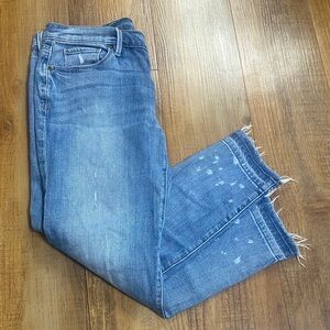 Loft relaxed fit cropped distressed bleached Jeans size 27/4